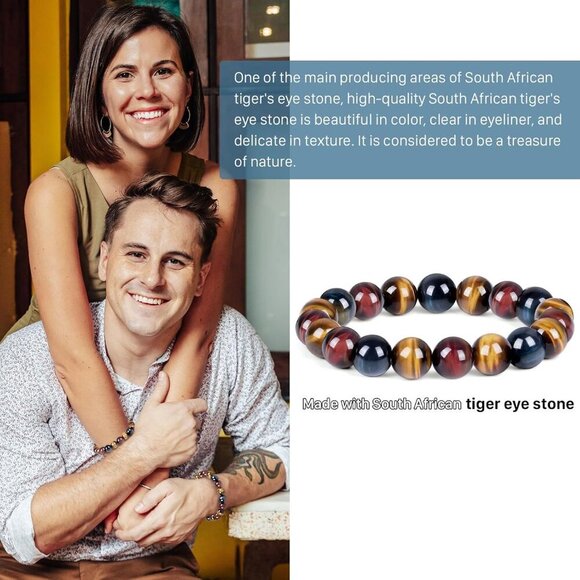 Tiger Eye Bracelet Beaded Natural Chakra Gemstones Stretch Women Men - Picture 4 of 8